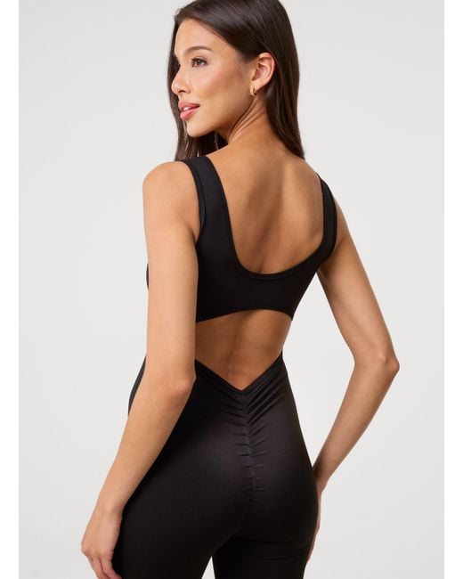 Pink Vanilla White Ruched Bum Openback Unitard