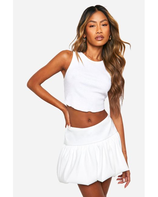 Boohoo White Bengaline Bubble Puffball Mini Skirt