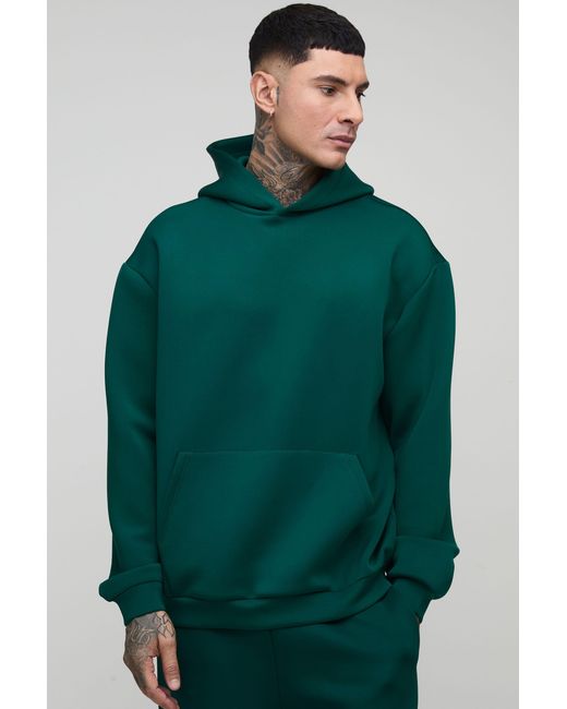 BoohooMAN Green Tall Oversized Bonded Scuba Hoodie for men