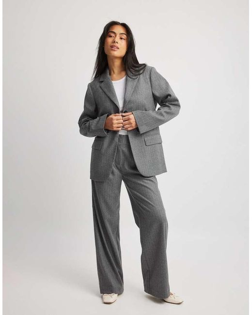 NA-KD Gray Straight Leg Tailored Trouser Co-Ord