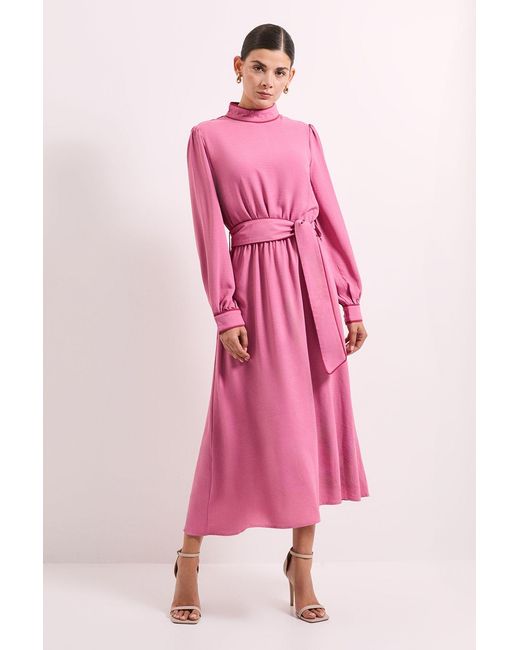 PRINCIPLES Pink Piping Detail Tie Waist Midi Dress