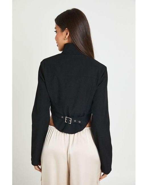 Boohoo Black Structured Corset Funnel Top