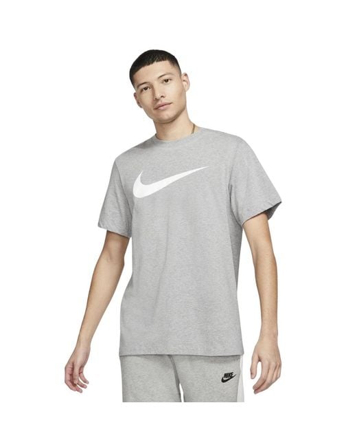 Nike Gray Sportswear Swoosh T-Shirt Cotton for men