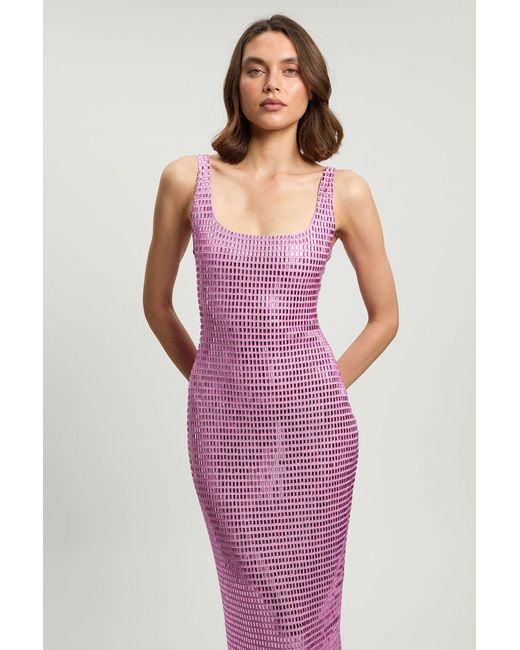 Karen Millen Pink Whitley Neill Petite Premium Crystal Embellished Midi Dress