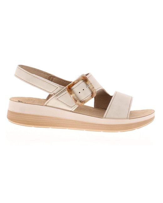 Inblu White Wedge Sandals Inply Touch Fastening Stone