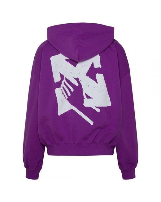 Off-White c/o Virgil Abloh Purple Off- Hand Arrow Design Boxy Fit Oversized Hoodie for men