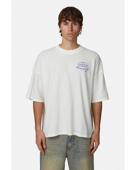 Good For Nothing White Boxy Fit Graphic Tee for men