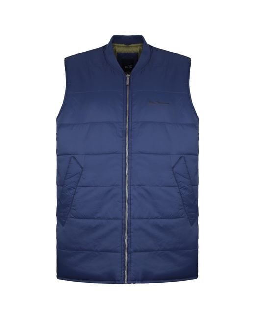 Ben Sherman Blue Quilted Gilet for men
