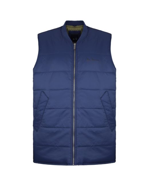 Ben Sherman Gewatteerd Navy Gilet in het Blue voor heren