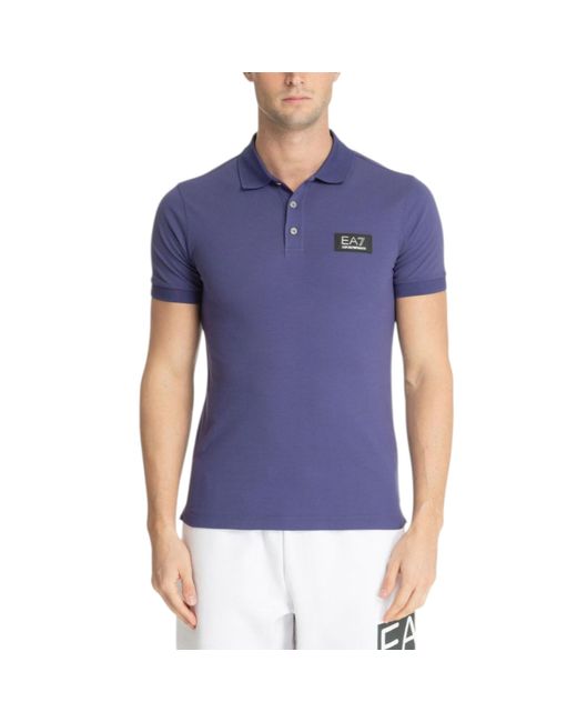 Armani Blue Polo Shirts Slim Fit Short Sleeve Cotton for men