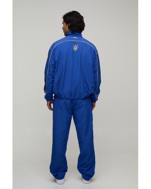 BoohooMAN Blue Oversized Funnel Neck Nylon Track Top for men