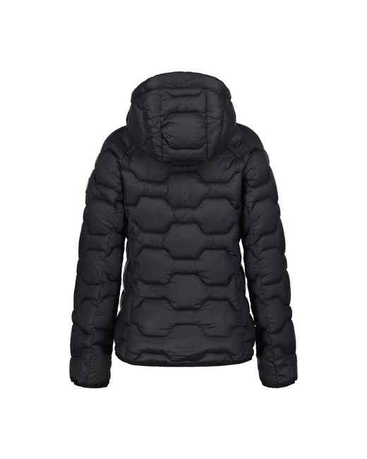 Icepeak Black Solid Patterned Hooded Zipped Pocket Puffer Jacket