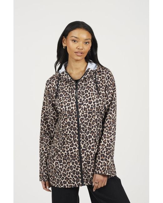 Brave Soul Brown Lightweight Leopard Print Showerproof Jacket
