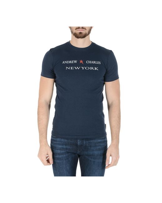 Andrew Charles by Andy Hilfiger Blue T-Shirt Short Sleeves Round Neck Keita for men