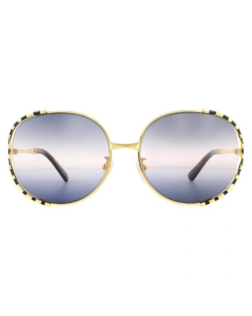 Gucci Blue Sunglasses Gg0595S 001 And Double Gradient Metal