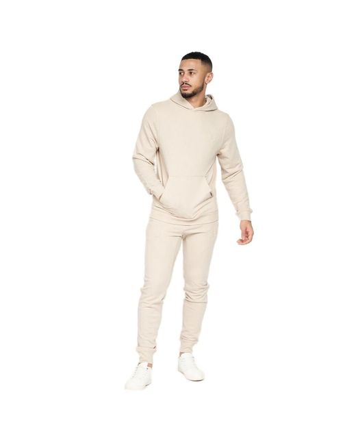 Crosshatch Emmon Hoodie En Joggers Set (steen) in het Natural voor heren