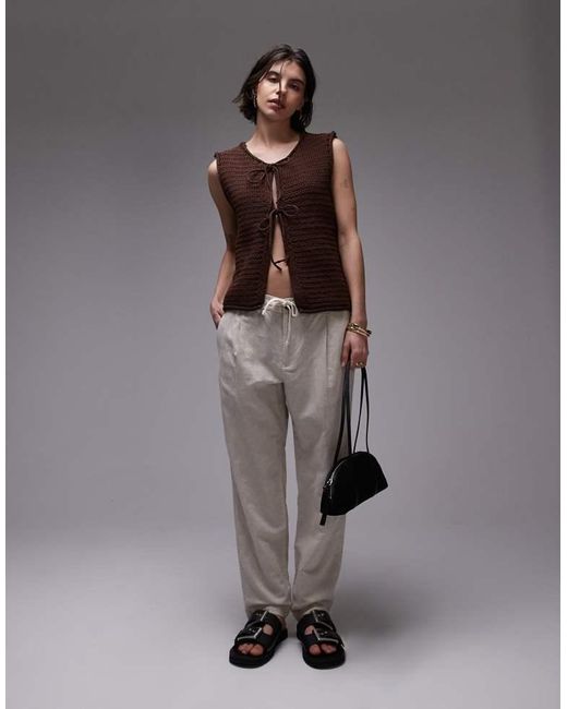 TOPSHOP Gray Knitted Tie Front Waistcoat