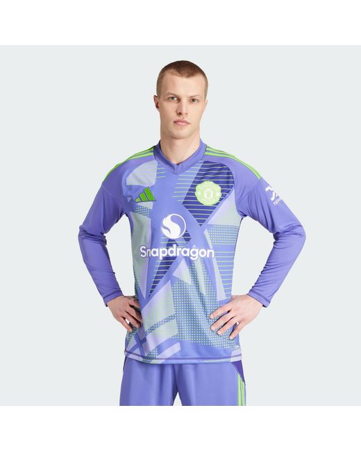 Adidas Originals Blue Manchester United 24/25 Long Sleeve Goalkeeper Jersey for men
