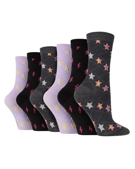 Wildfeet Black 6 Pair Multipack Ladies Autumn Socks