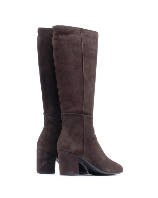 Hush Puppies Brown Oprah Suede Long Leather Heeled Knee High Boots