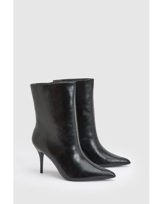 Faith Black Yasmin Faux Leather High Stiletto Ankle Boots