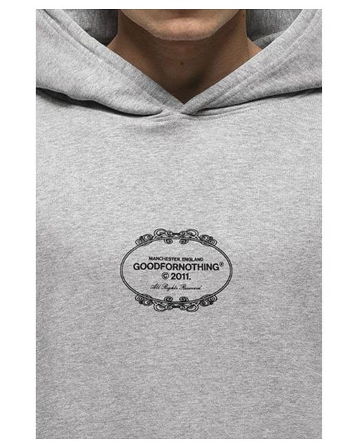 Good For Nothing Gray Cotton Blend Graphic Print Hoodie for men