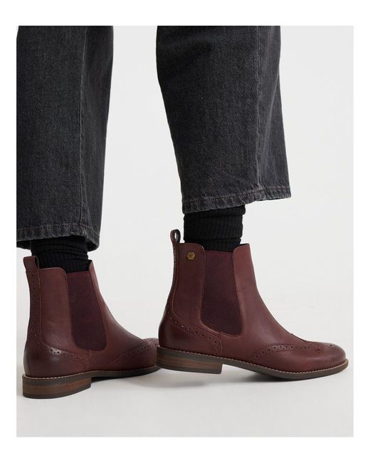 Superdry Brown Millie Brogue Chelsea Boots