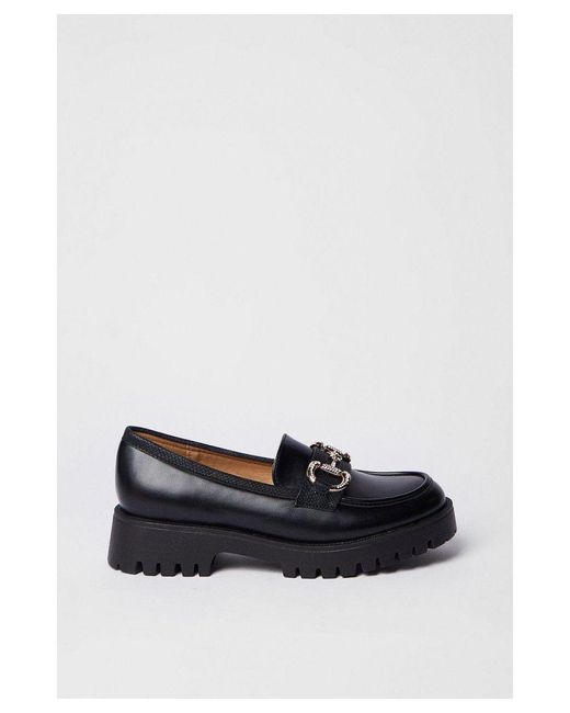 Faith Black Nix Chunky Diamante Snaffle Loafers