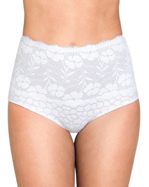 Miss Mary Of Sweden White Jacquard & Lace Deep Brief