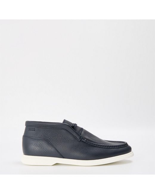 Boss Blue Sienne Textured Moc Toe Chukka Boots for men