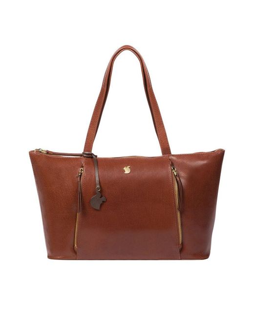 Conkca London Brown 'Clover' Conker Leather Tote Bag