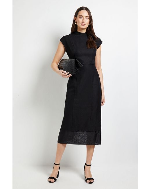 PRINCIPLES Black Formal Organza Cap Sleeve Pencil Dress