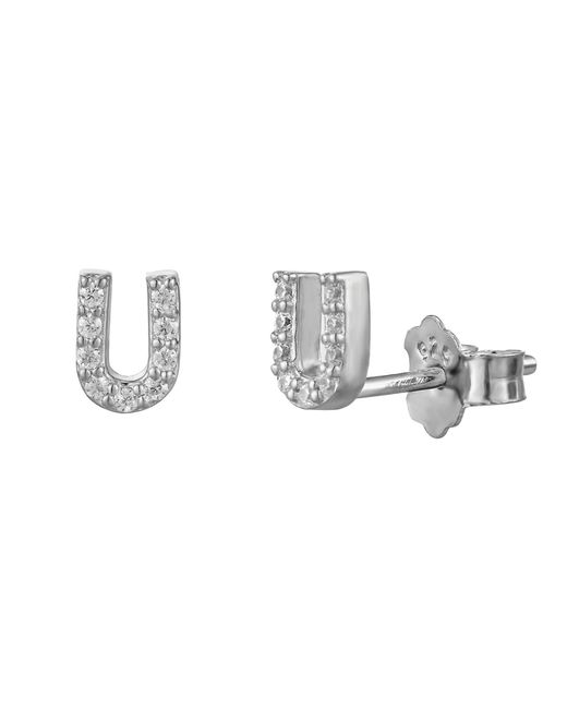 The Jewellery Stockroom Metallic Sterling Cubic Zirconia Initial Stud Earrings