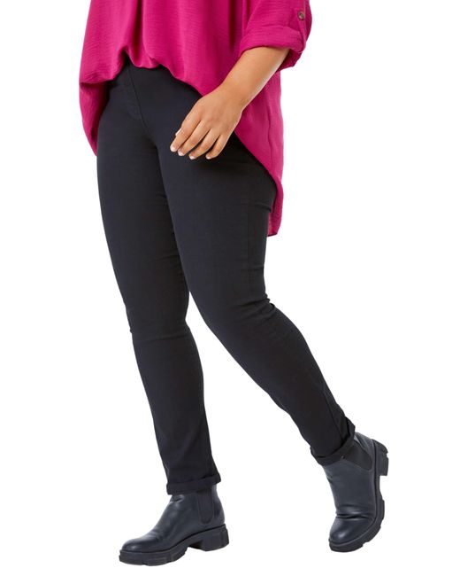 Roman Black Curve Stretch Denim Elastic Waist Jegging
