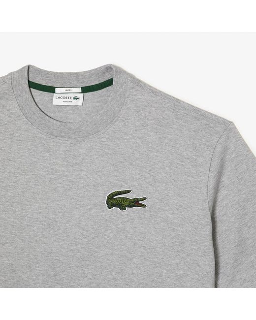 Lacoste Gray Loose Fit Large Crocodile Organic T-Shirt for men