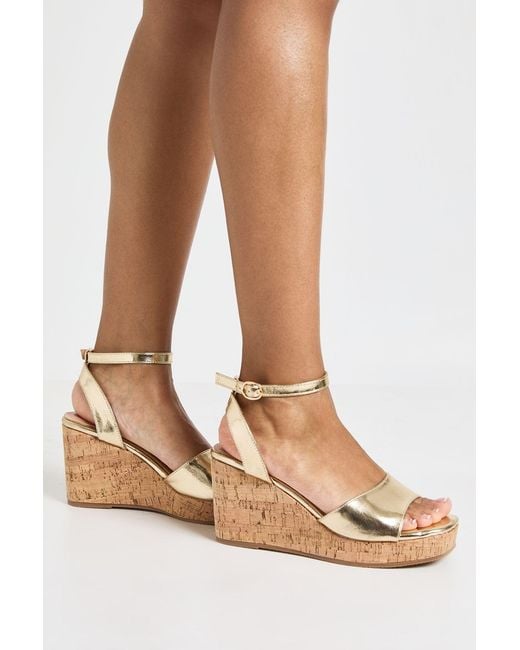 Boohoo Metallic 2 Part Cork Wedges