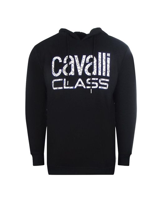 Roberto Cavalli Blue Floral Logo Hoodie Cotton for men