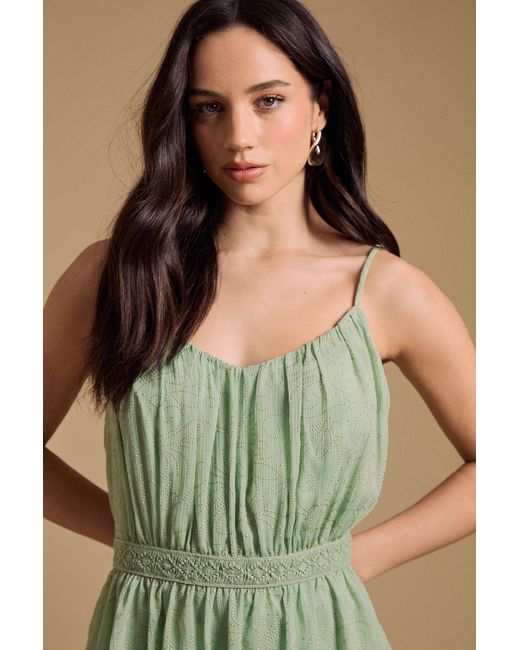 Oasis Green Strappy Tiered Frill Midaxi Dress