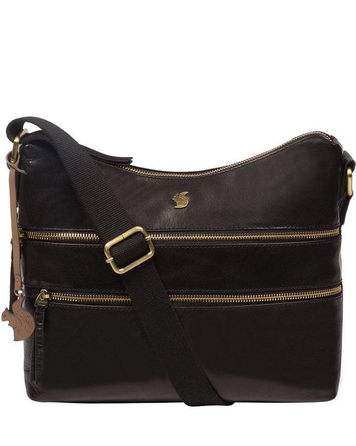 Conkca Black 'Georgia' Leather Shoulder Bag