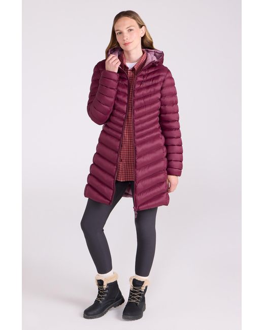 Mountain Warehouse Red 'Florence' Long Padded Jacket Water Resistant Winter Coat Polyamide