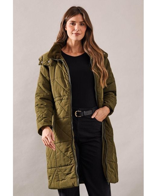 Wallis Brown Faux Fur Hood Padded Coat