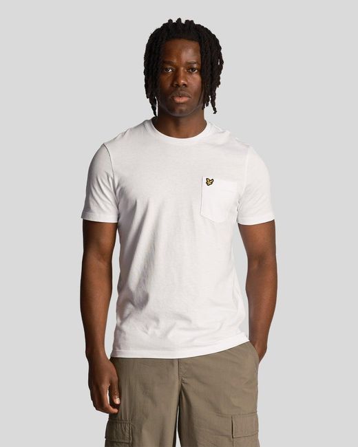 Lyle & Scott White Pocket T-Shirt Size: M for men