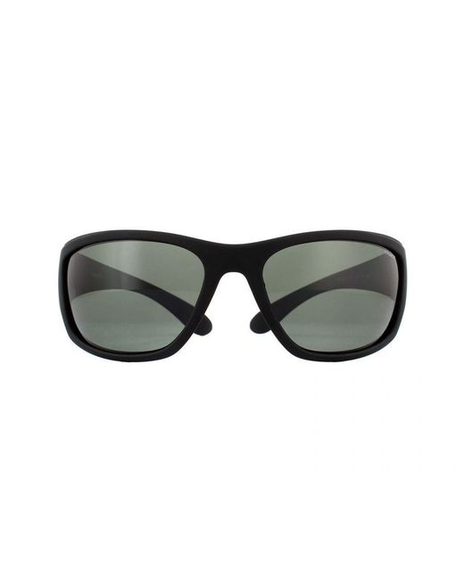 Polaroid Black Wrap Rubber Polarized Sunglasses for men