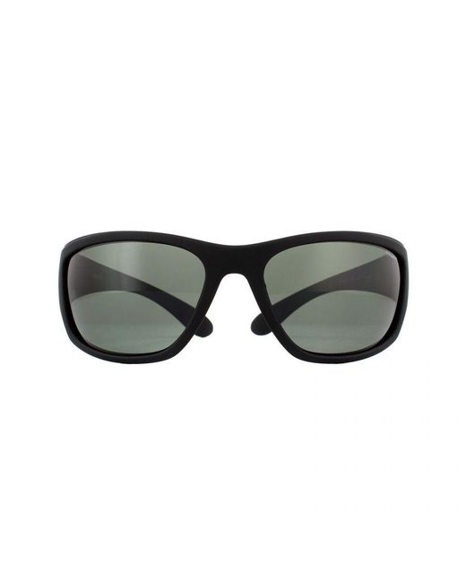 Polaroid Black Wrap Rubber Polarized Sunglasses for men