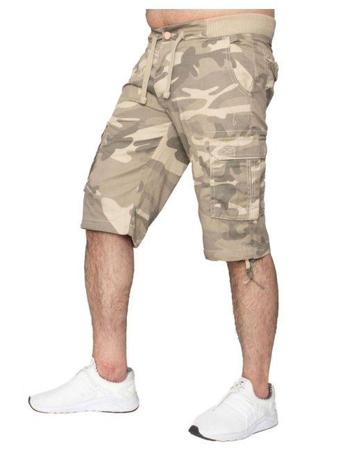 Enzo | Cargo Combat Camo Shorts in het Natural voor heren