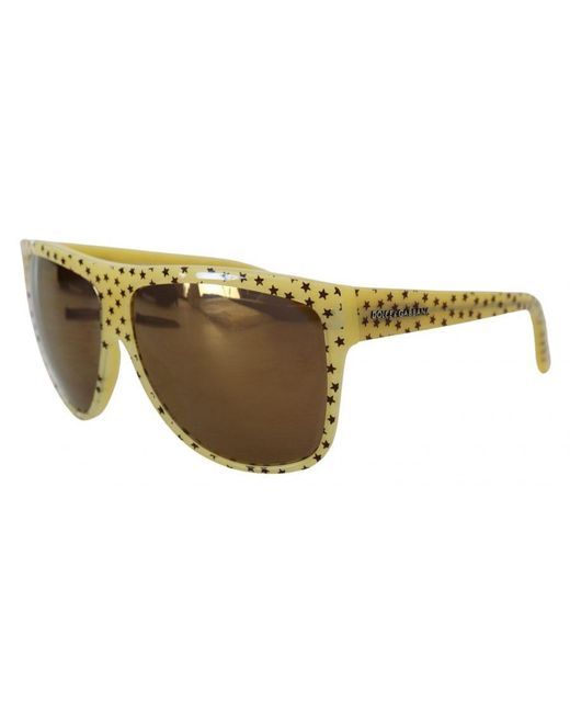 Dolce & Gabbana Brown Acetate Square Shades Sunglasses With Stars Pattern
