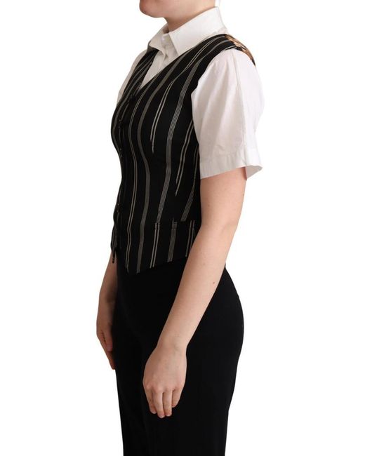 Dolce & Gabbana Gestreept Wollen Vest Voor Dames in het Black