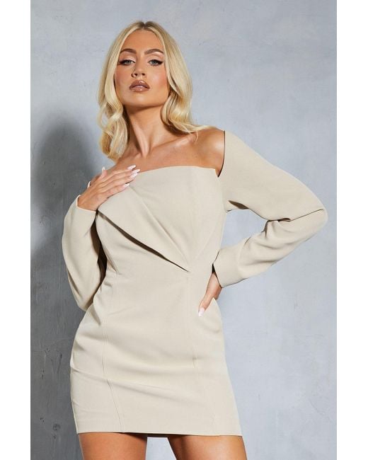 MissPap White Structured Off Shoulder Mini Dress