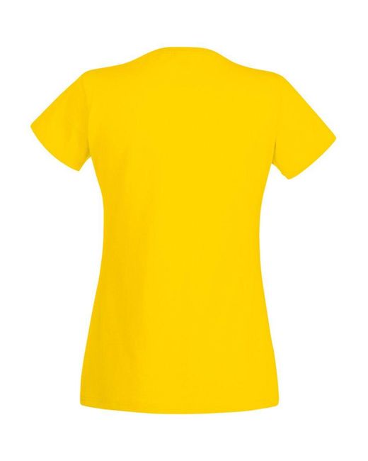 Fruit Of The Loom Yellow Ladies/ Lady-Fit Valueweight Short Sleeve T-Shirt (Pack Of 5) Cotton