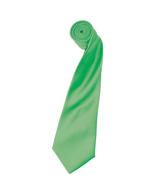 PREMIER Green Plain Satin Tie (Narrow Blade) (Pack Of 2) (Apple) for men